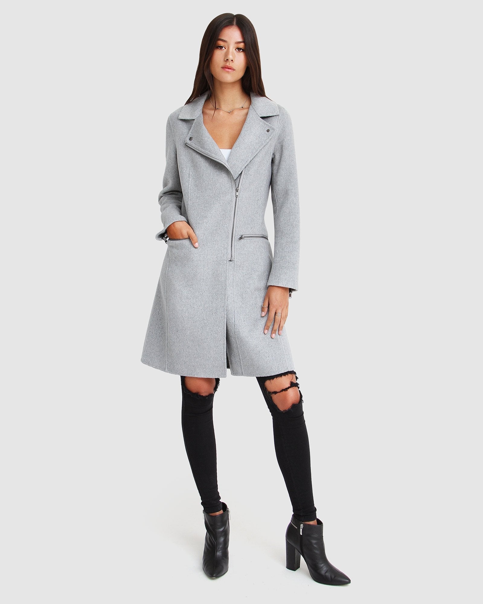 Belle & Bloom NEW FIT Last Chance Wool Blend Moto Coat