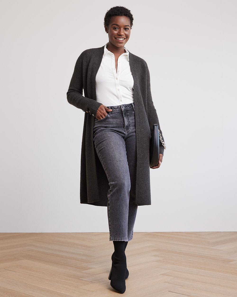 Straight-Leg High-Rise Grey Jeans