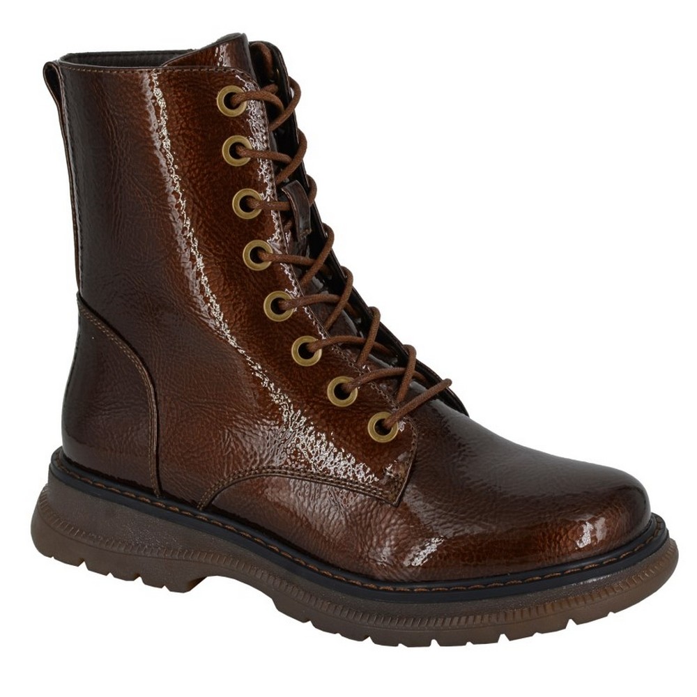 Cipriata - Womens/Ladies Annetta Patent PU Combat Boots