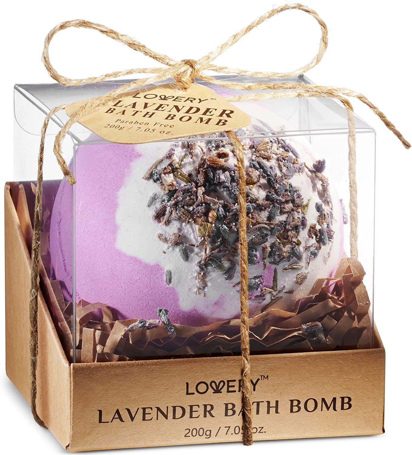 Lovery Lavender Scented Bath Bomb, Handmade Fizzy, 7oz Bubble Spa Ball