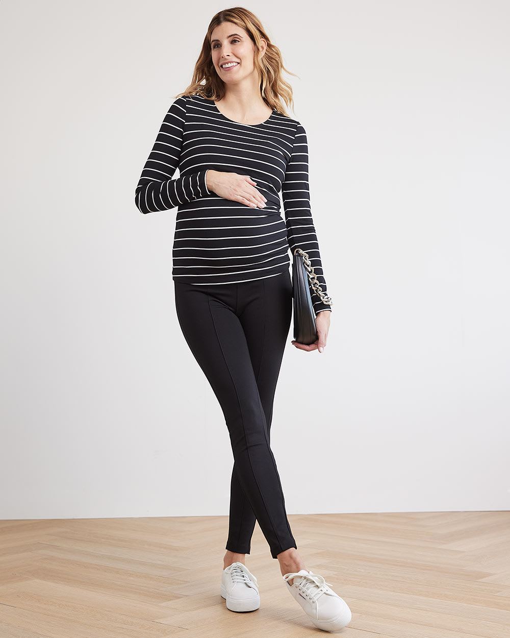 Nursing Long-Sleeve Top with Scoop Neckline, Set of 2 - Thyme Maternity