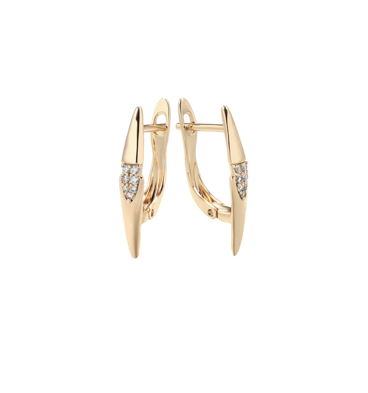 Goldtone & Clear CZ Spike Hoop Earrings - Eva Sky2