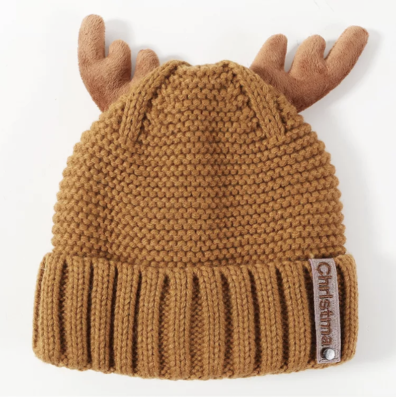Cute Caramel beanie hat with antlers- Don't AsK