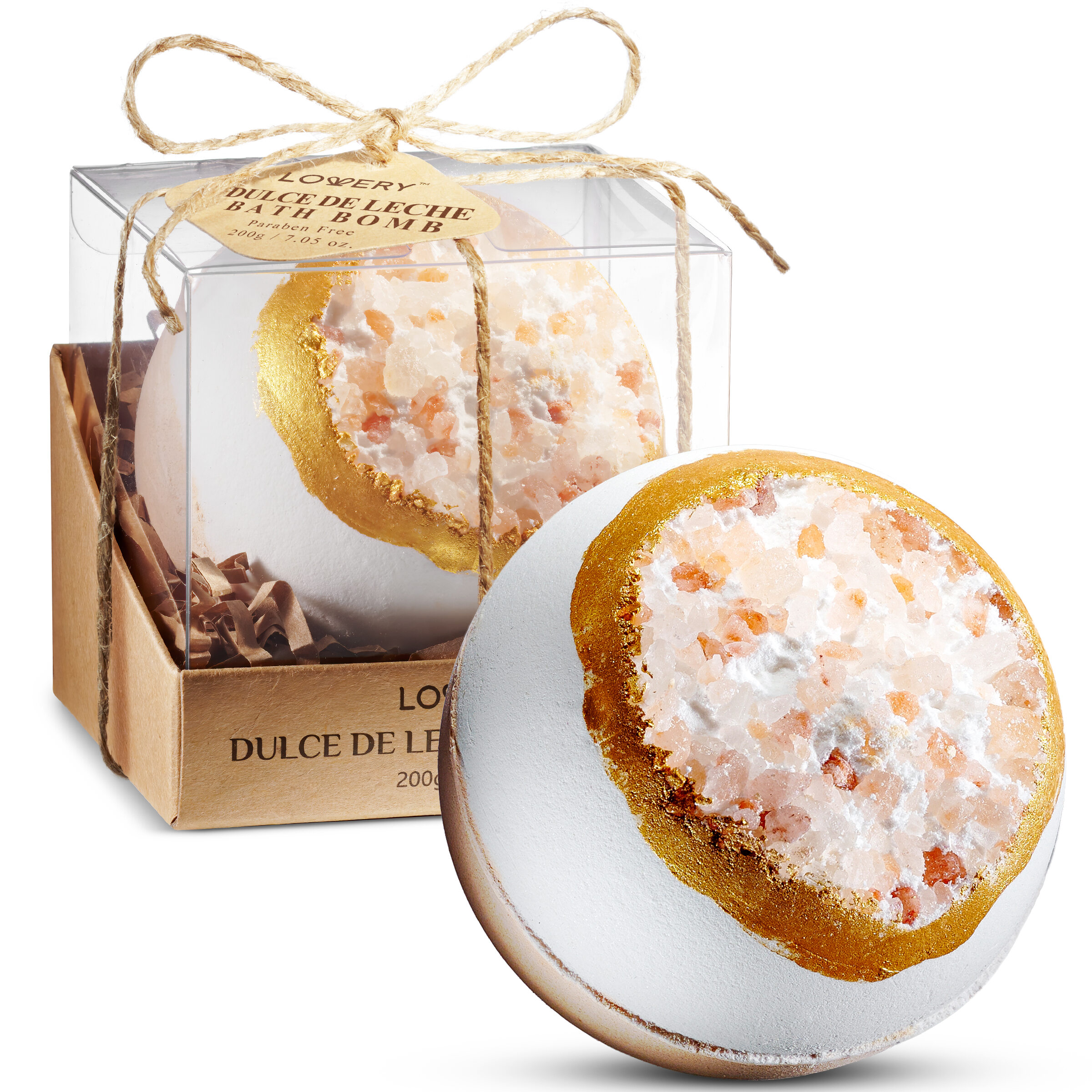 Lovery Handmade Dulce De Leche Bath Bomb, Extra Large Body Care Spa Ball, 7oz