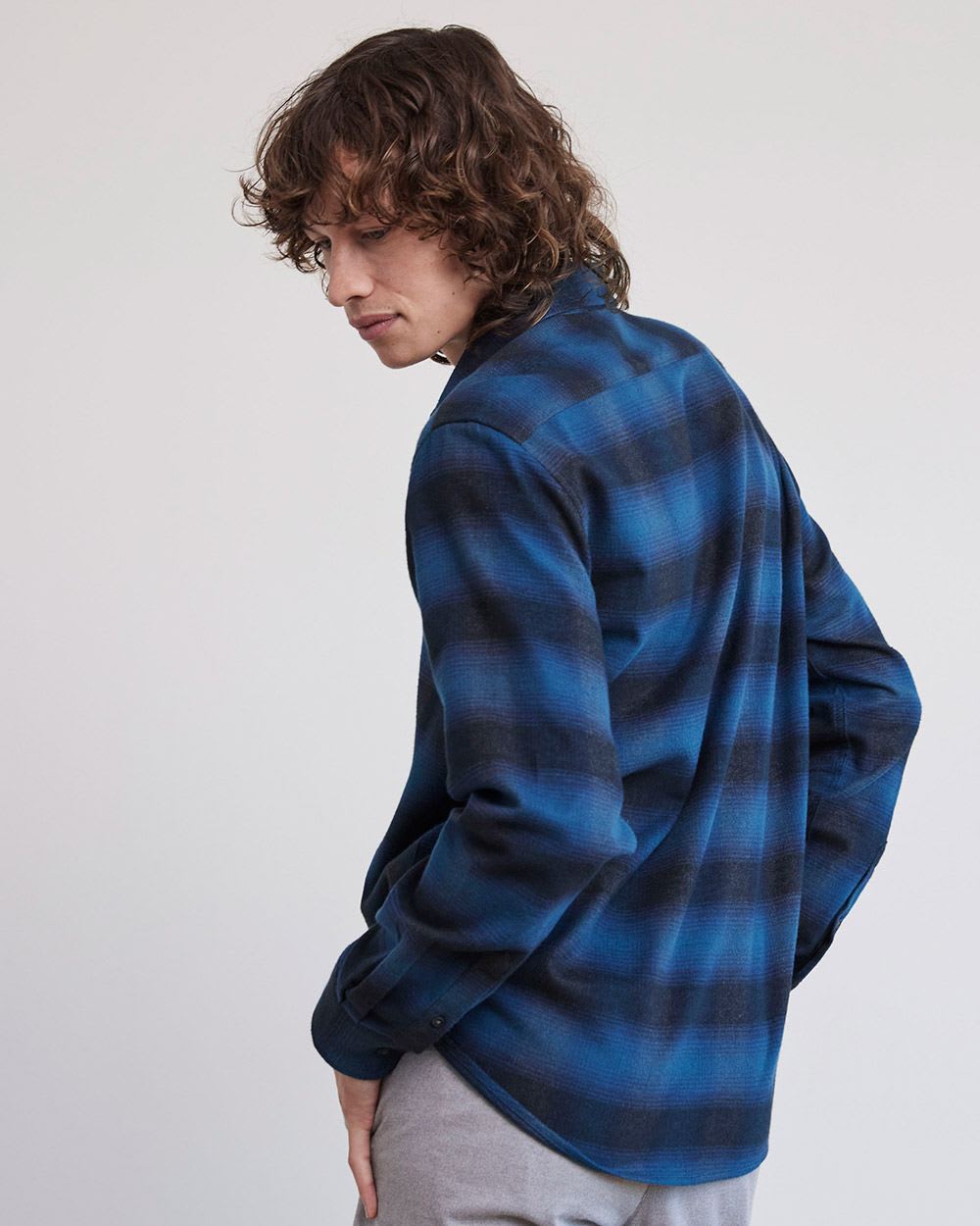 Regular-Fit Teal Plaid Flannel Shirt