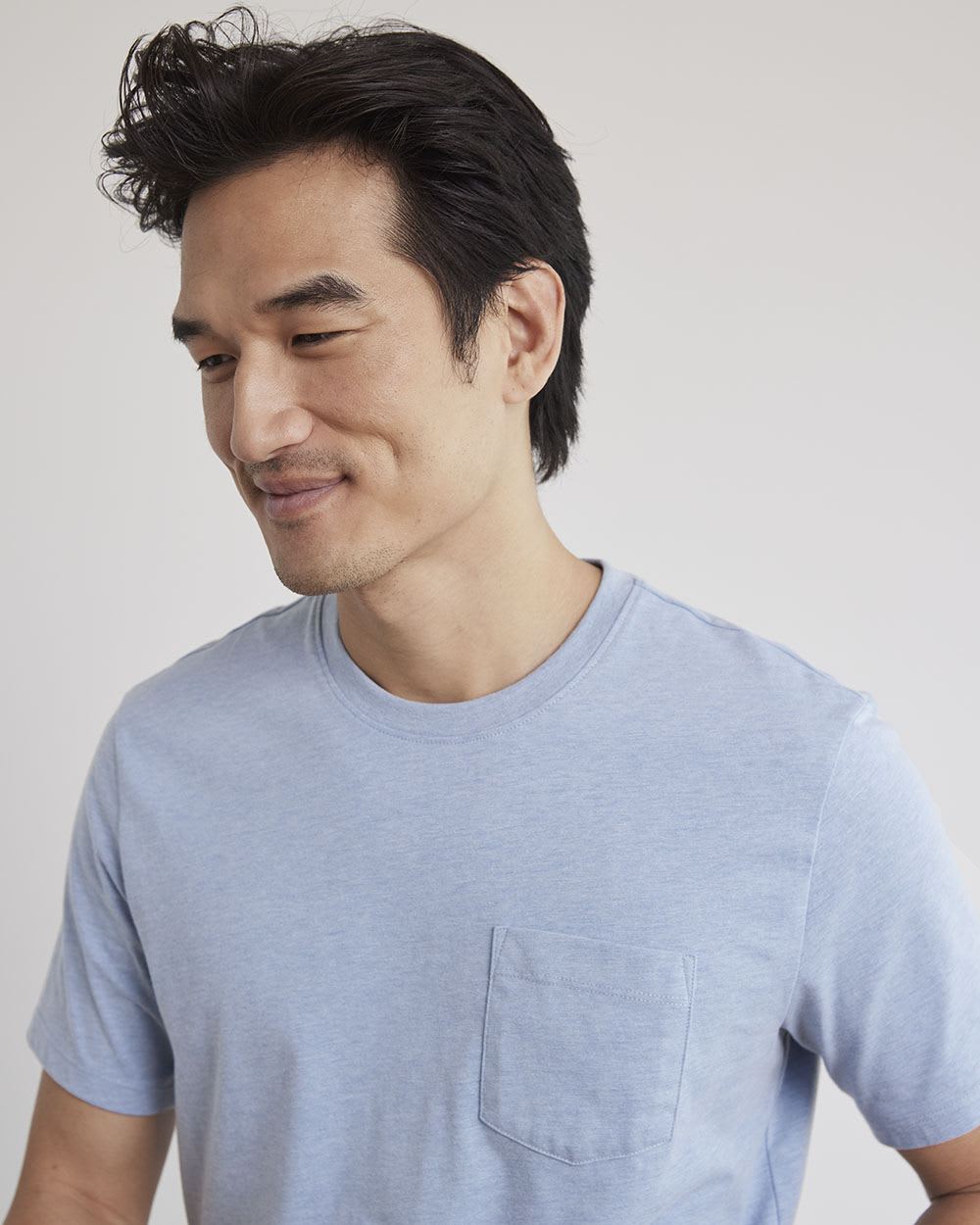 Solid Short-Sleeve Crew-Neck Tee with Chest Pocket