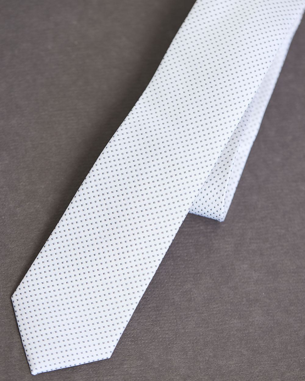 Regular Grey Tie and Handkerchief with White Dots - Gift Set