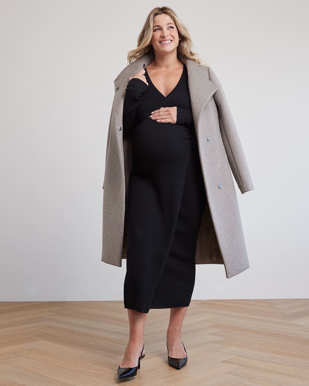 Wrap Ribbed Sweater Dress - Thyme Maternity