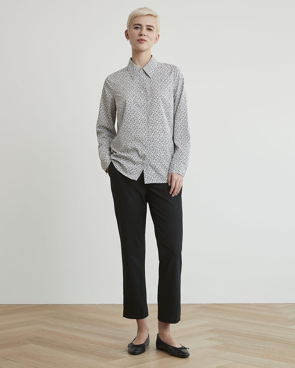 Long-Sleeve Buttoned-Down Easy-Care Blouse