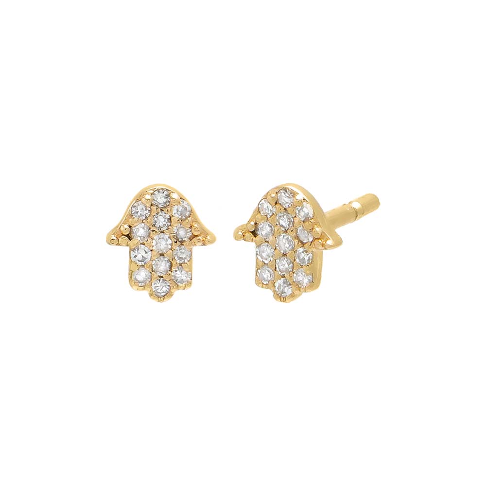 By Adina Eden -PETITE DIAMOND HAMSA EARRING 14K - 14K GOLD
