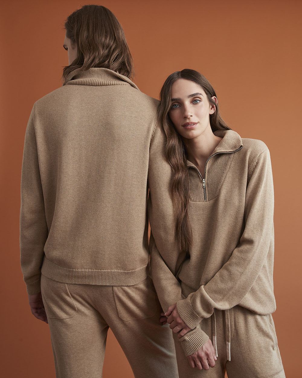 Gender-Neutral Mock-Neck Sweater with Half-Zip