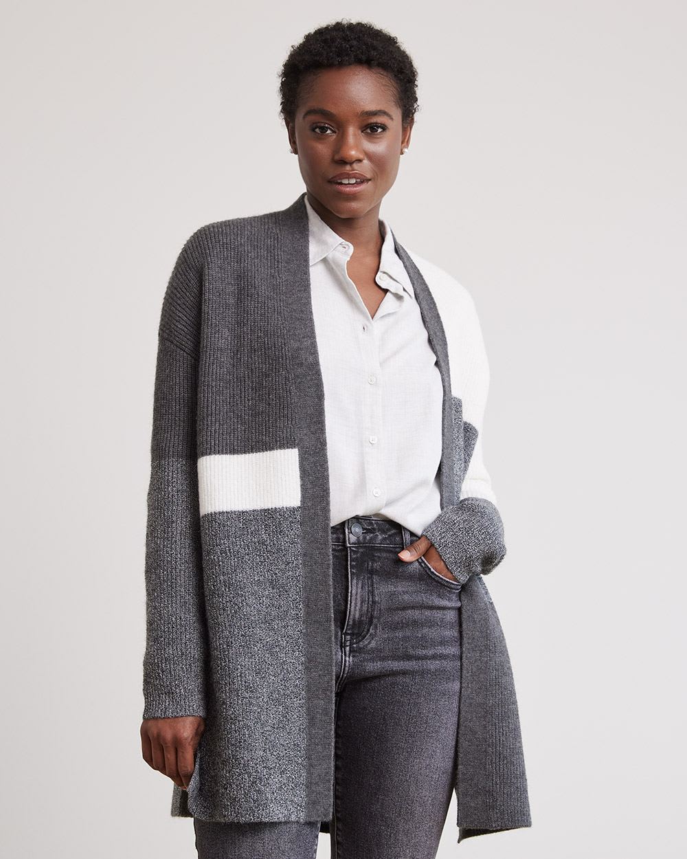 Long-Sleeve Buttoned-Down Brushed Twill Blouse