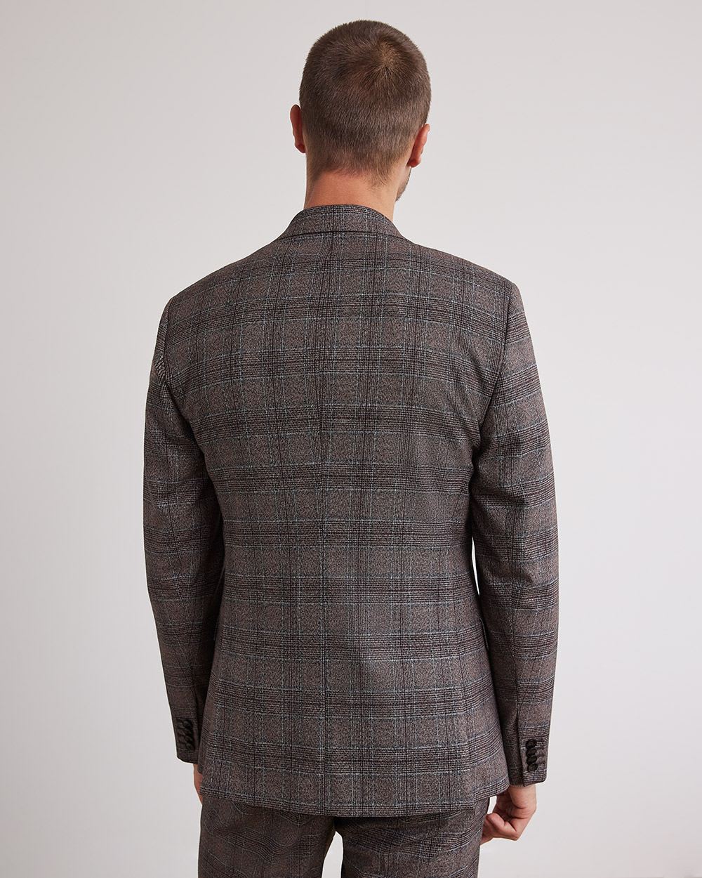 Slim-Fit Grey Checkered Suit Blazer