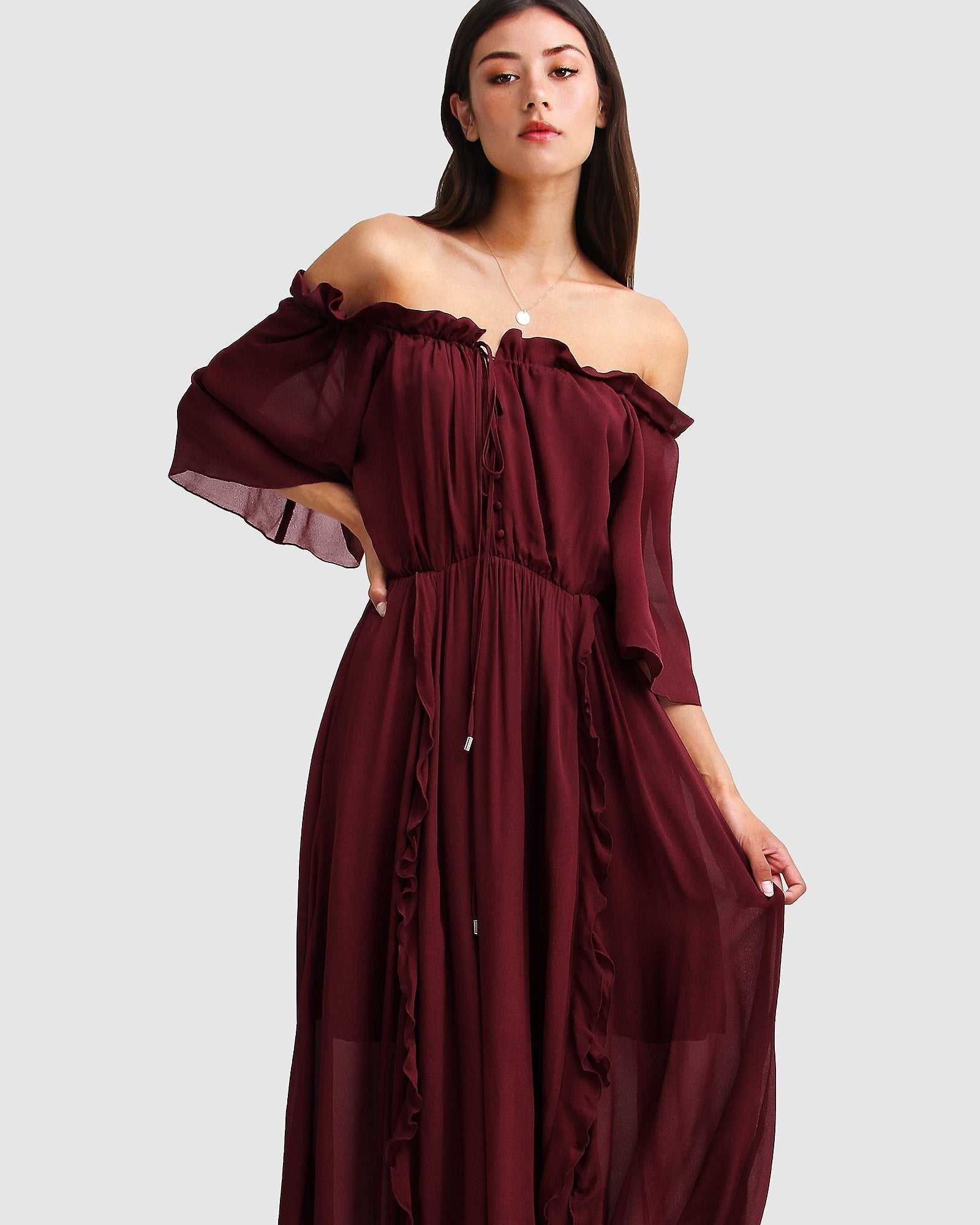 Belle & Bloom Amour Amour Ruffled Midi Dress