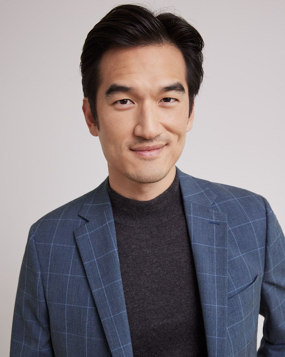 Slim-Fit Blue Windowpane Suit Blazer