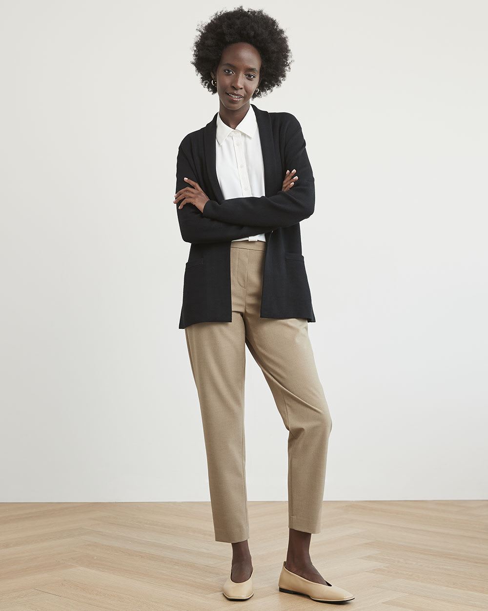 One-Button Fitted Knit Blazer