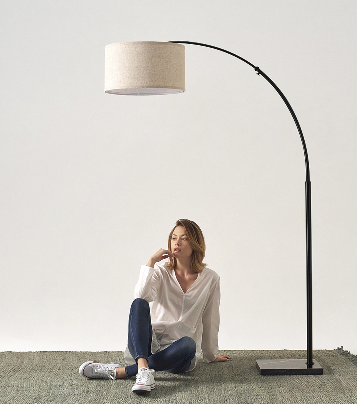Logan Led Arc Floor Lamp With Marble Base