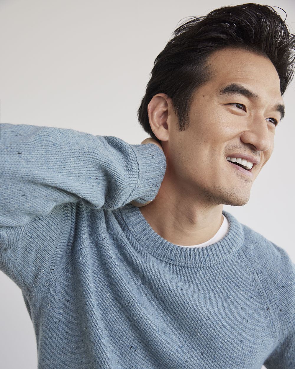 Long-Sleeve Crew-Neck Sweater with Neps