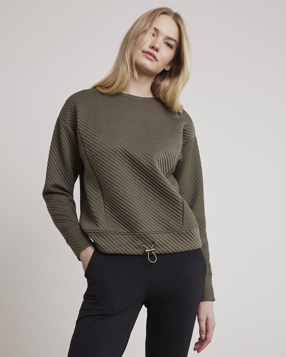 Long-Sleeve Crew-Neck Ottoman Sweatshirt