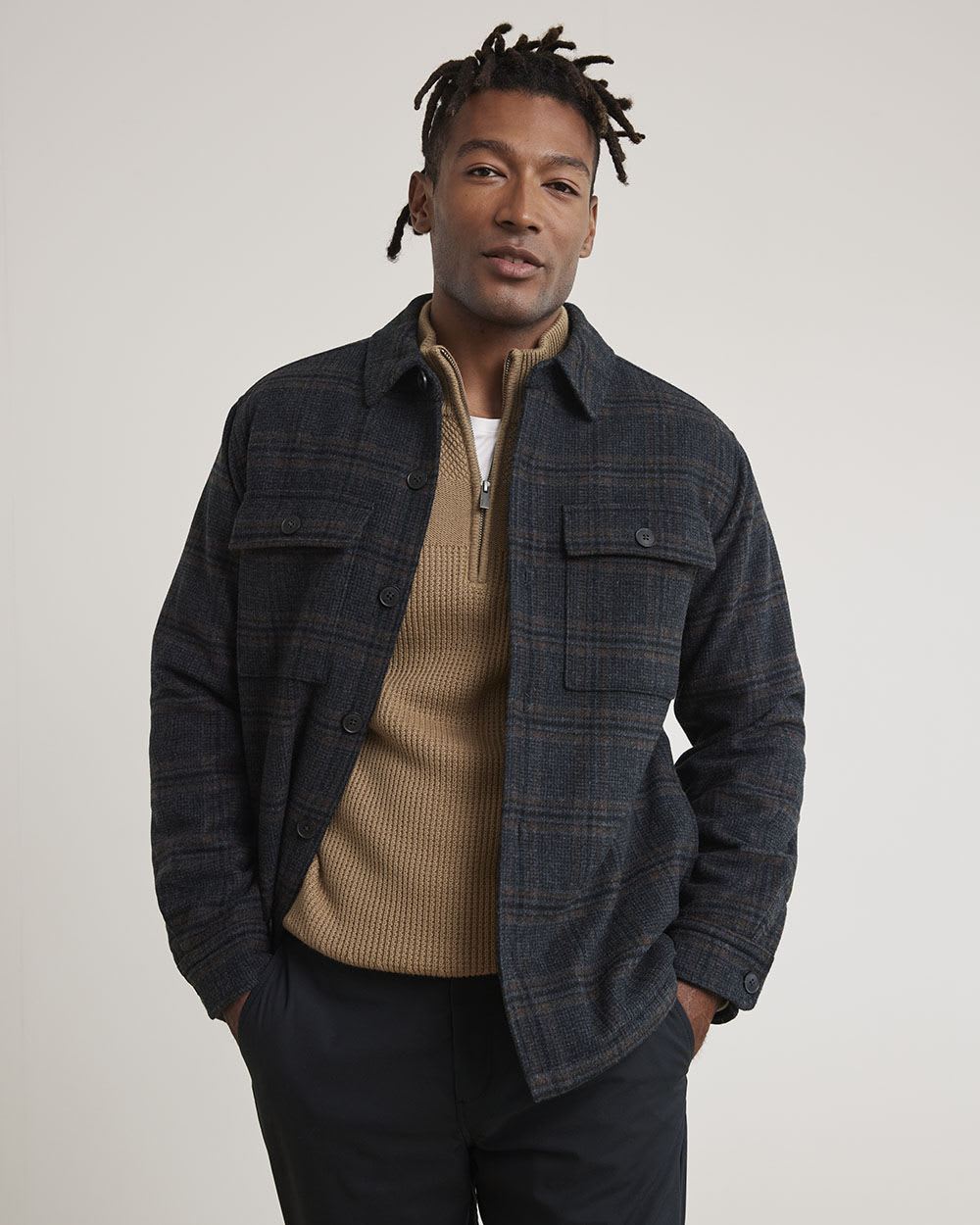 Wool Overshirt with Sherpa Lining
