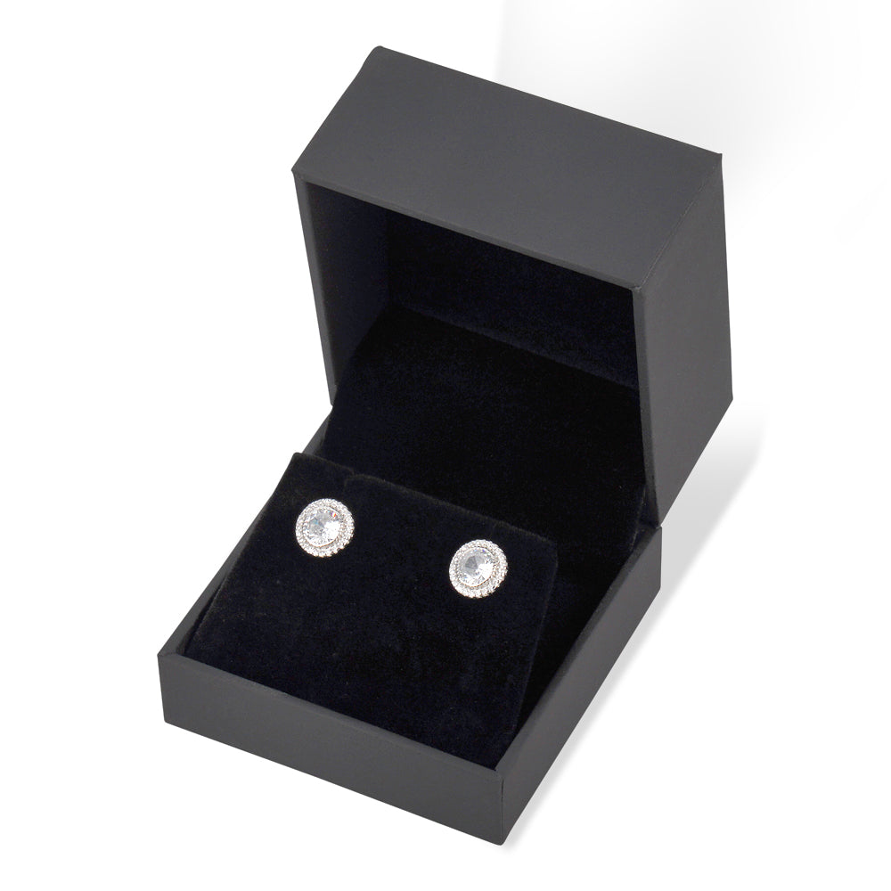 Club Rochelier 5A Cubic Zirconia Geometric Halo Stud Earrings