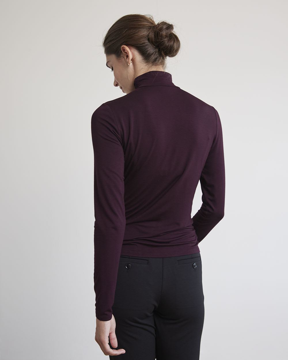 Fitted Long-Sleeve Mock-Neck Tee