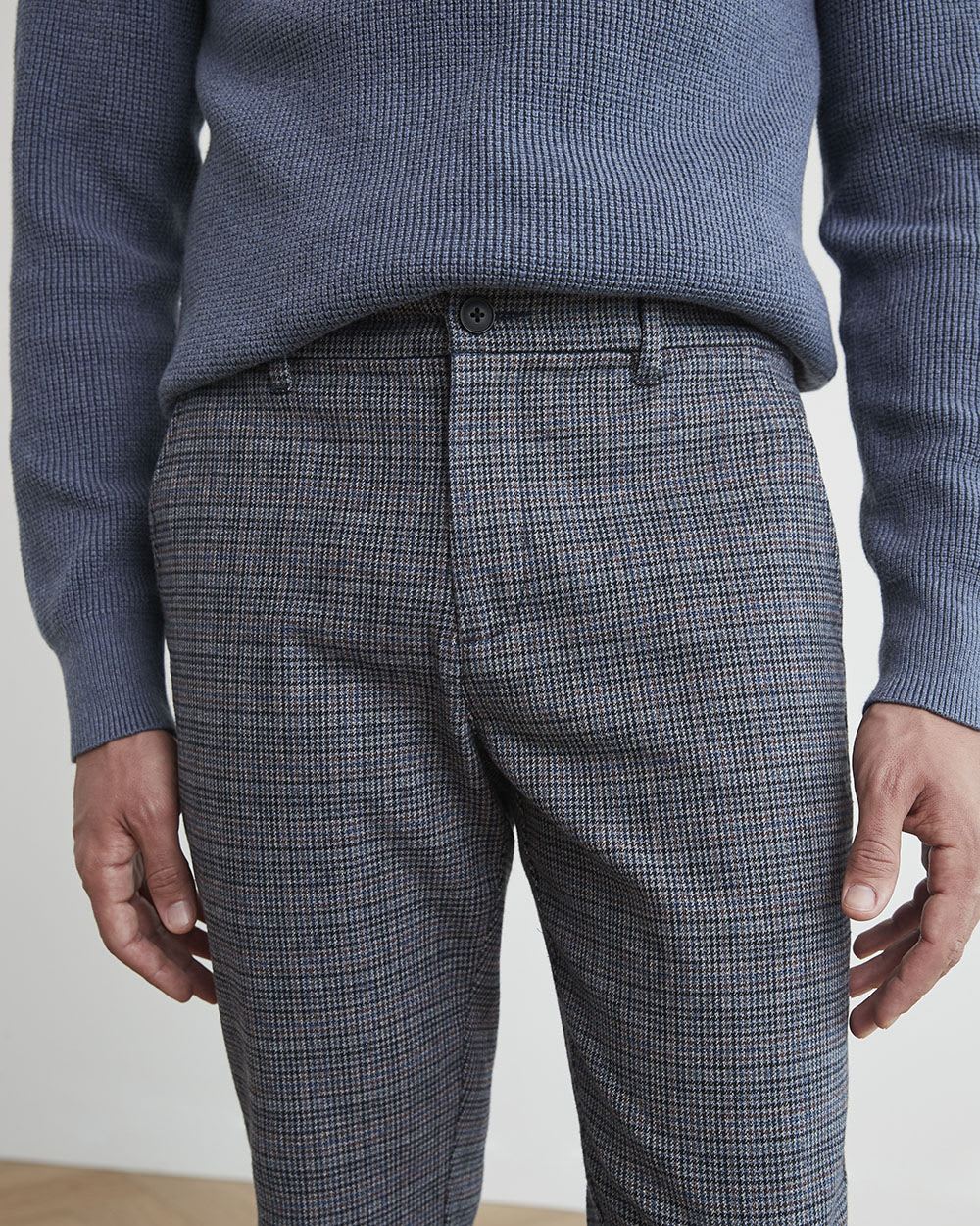 Slim-Fit Houndstooth Brushed Pants