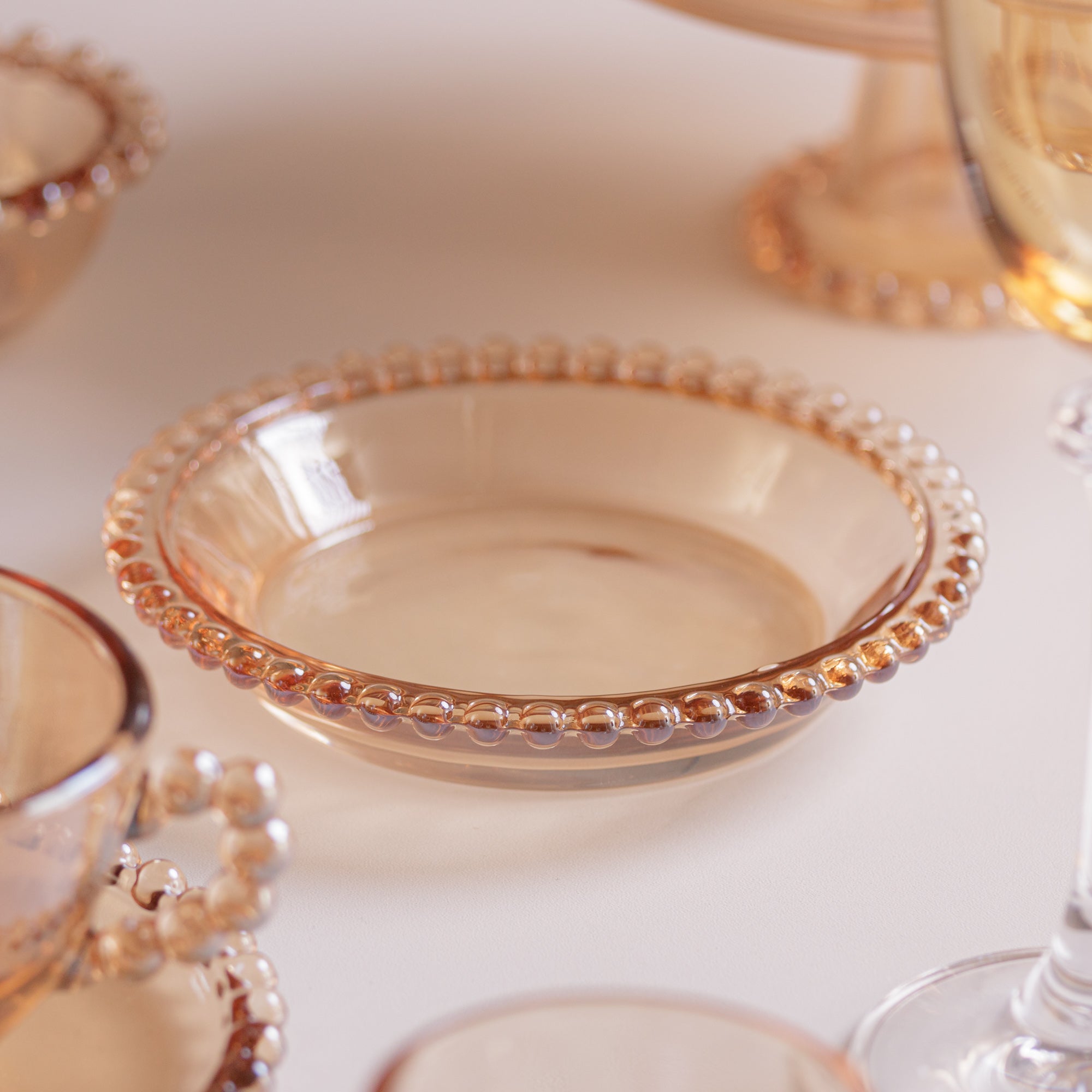 Pearl Collection Amber Crystal Deep Plates 14cm Set of 4