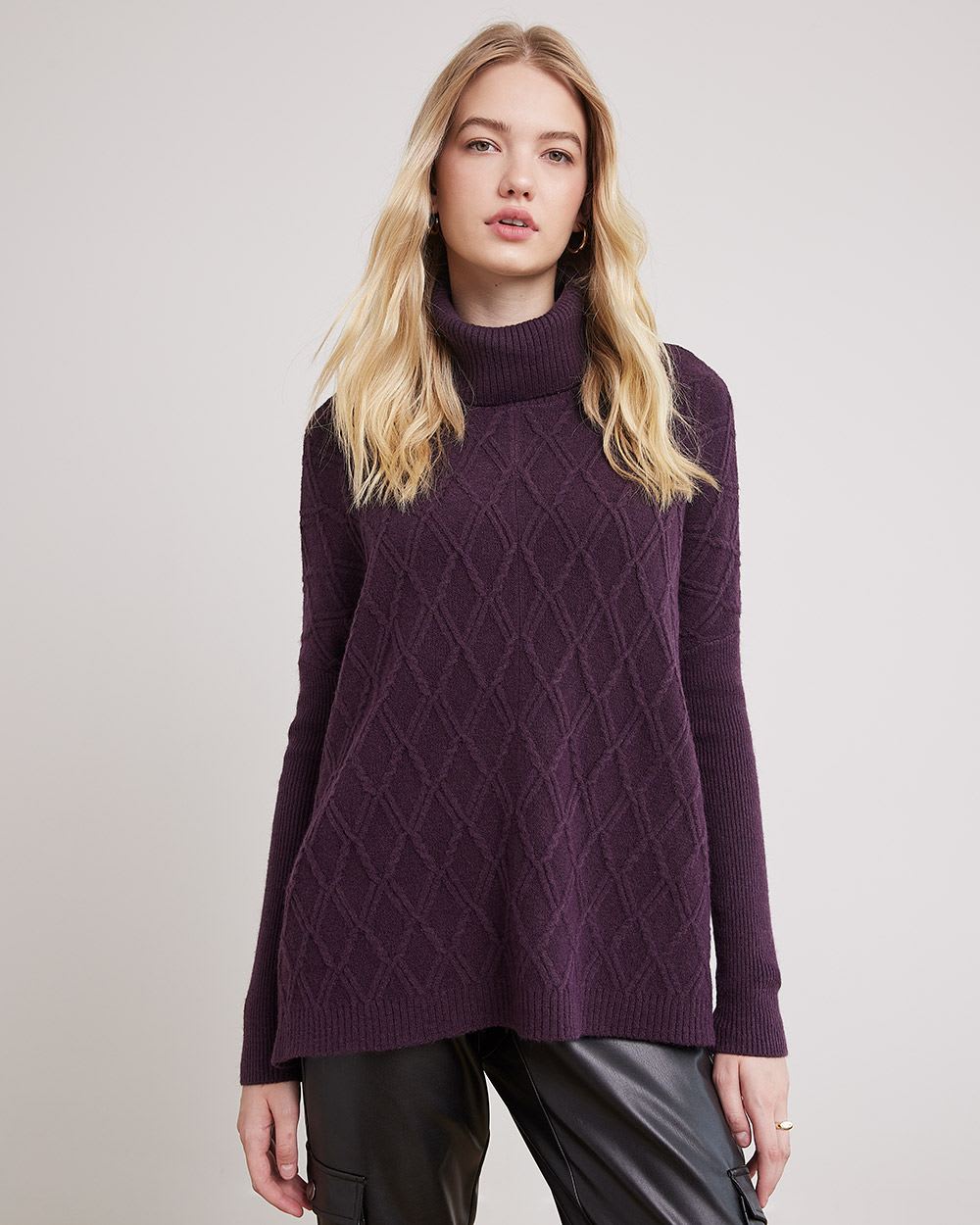 Oversized Long-Sleeve Turtleneck Tunic