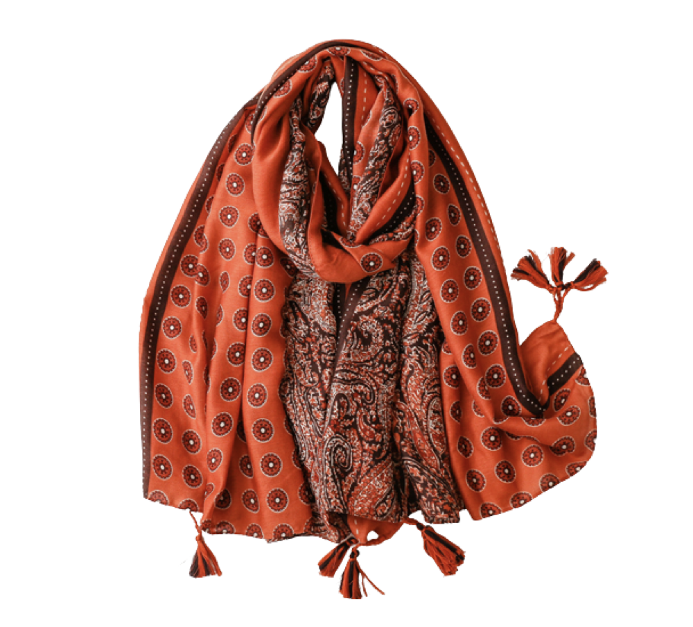 Red Circle And Paisley Scarf - Don't AsK