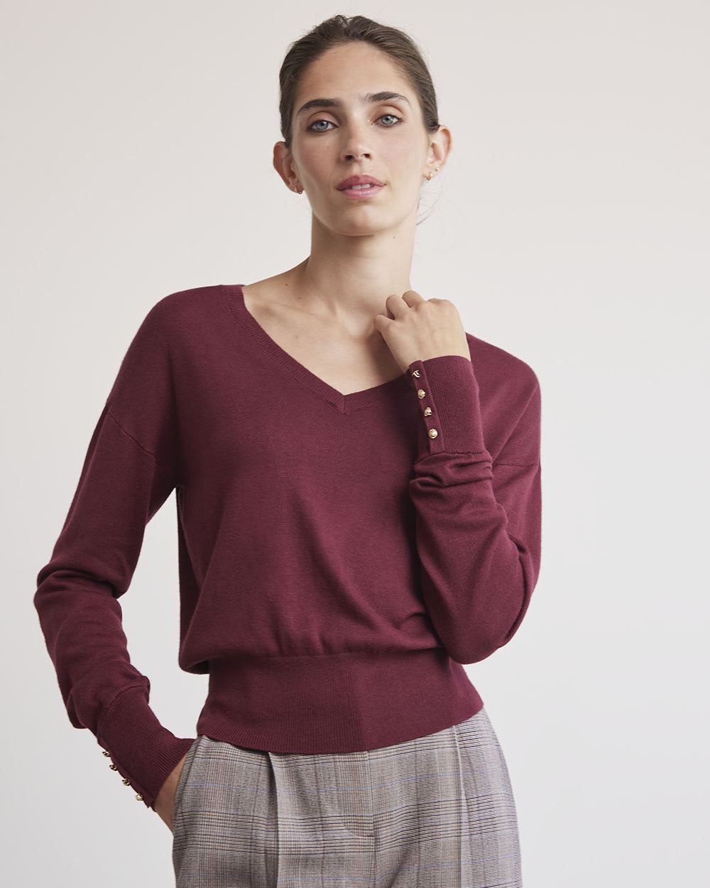 Long-Sleeve V-Neck Sweater