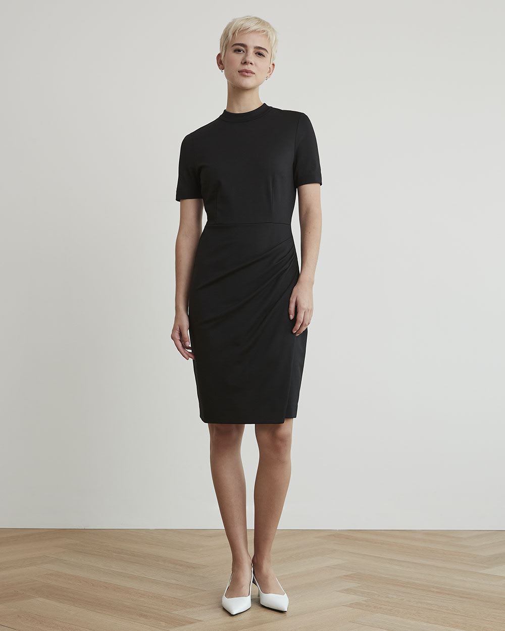 Short-Sleeve Dress with Wrap Skirt