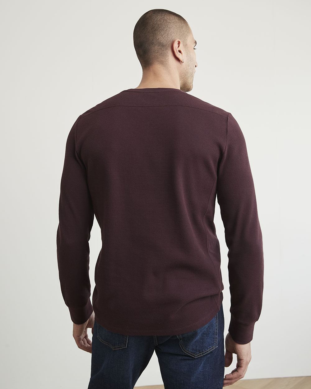 Long-Sleeve Crew-Neck Waffled Tee