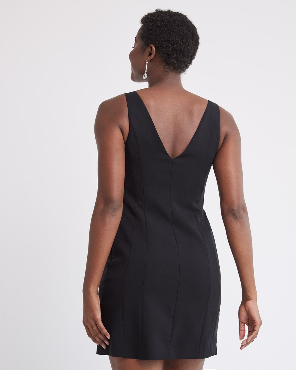 Fit and Flare Sleeveless Cocktail Dress with V Neckline