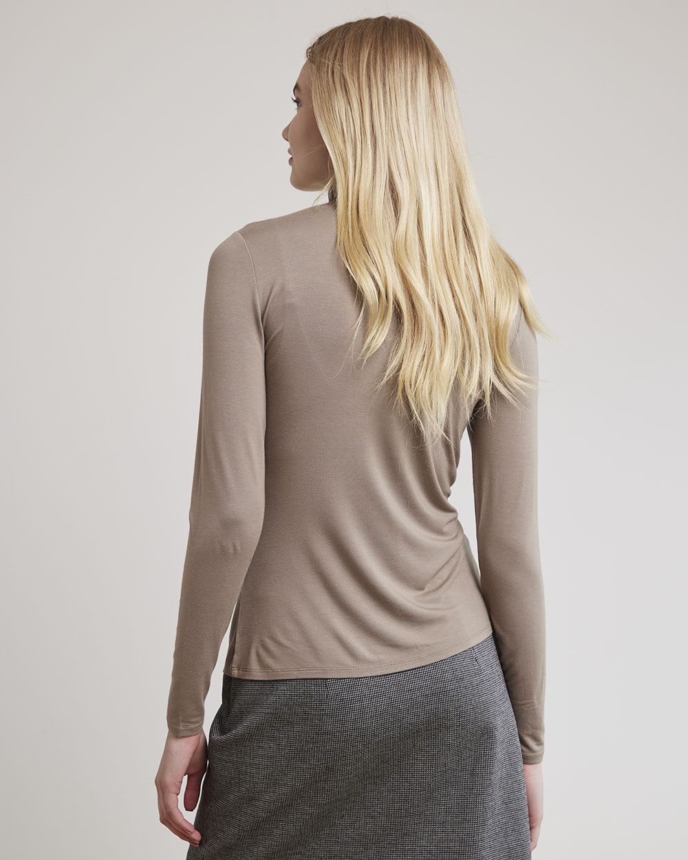 Fitted Long-Sleeve Mock-Neck Tee