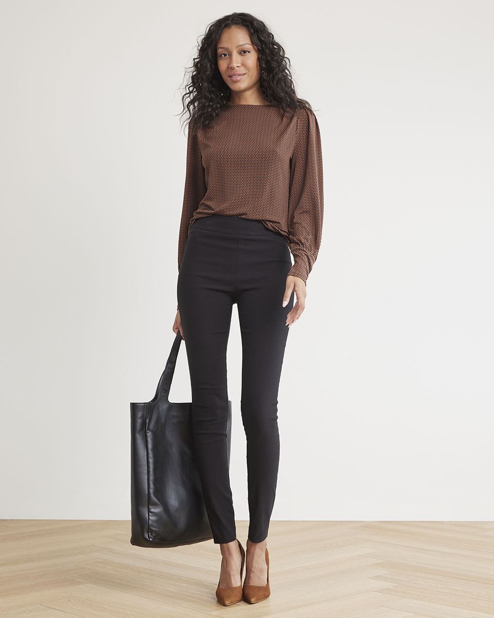 Crew-Neck T-Shirt with Long Puffy Sleeves
