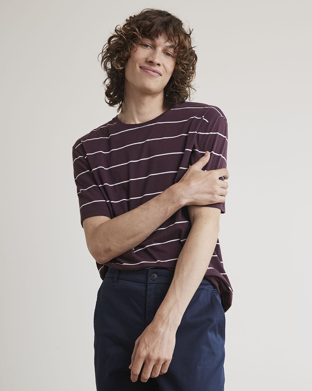 Short-Sleeve Crew-Neck Striped Tee