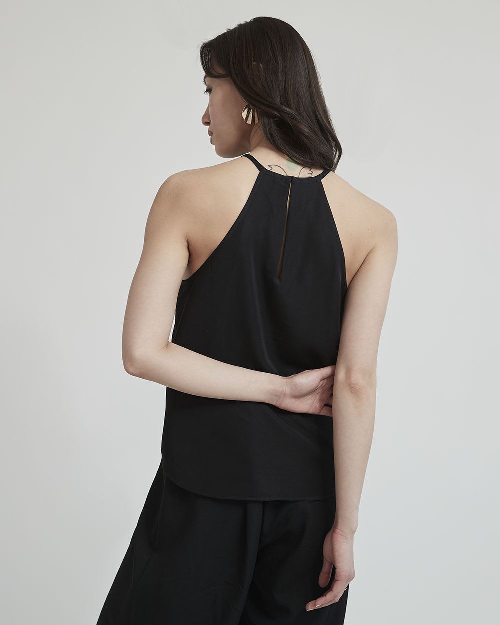 Sleeveless Blouse with Halter Neckline