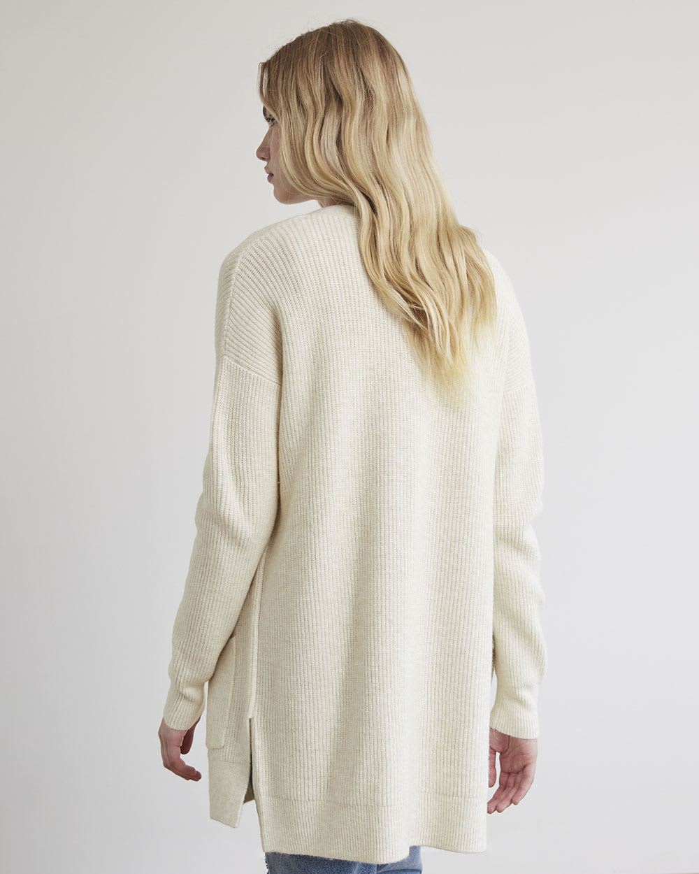 V-Neck Buttoned-Down Relaxed Cardigan