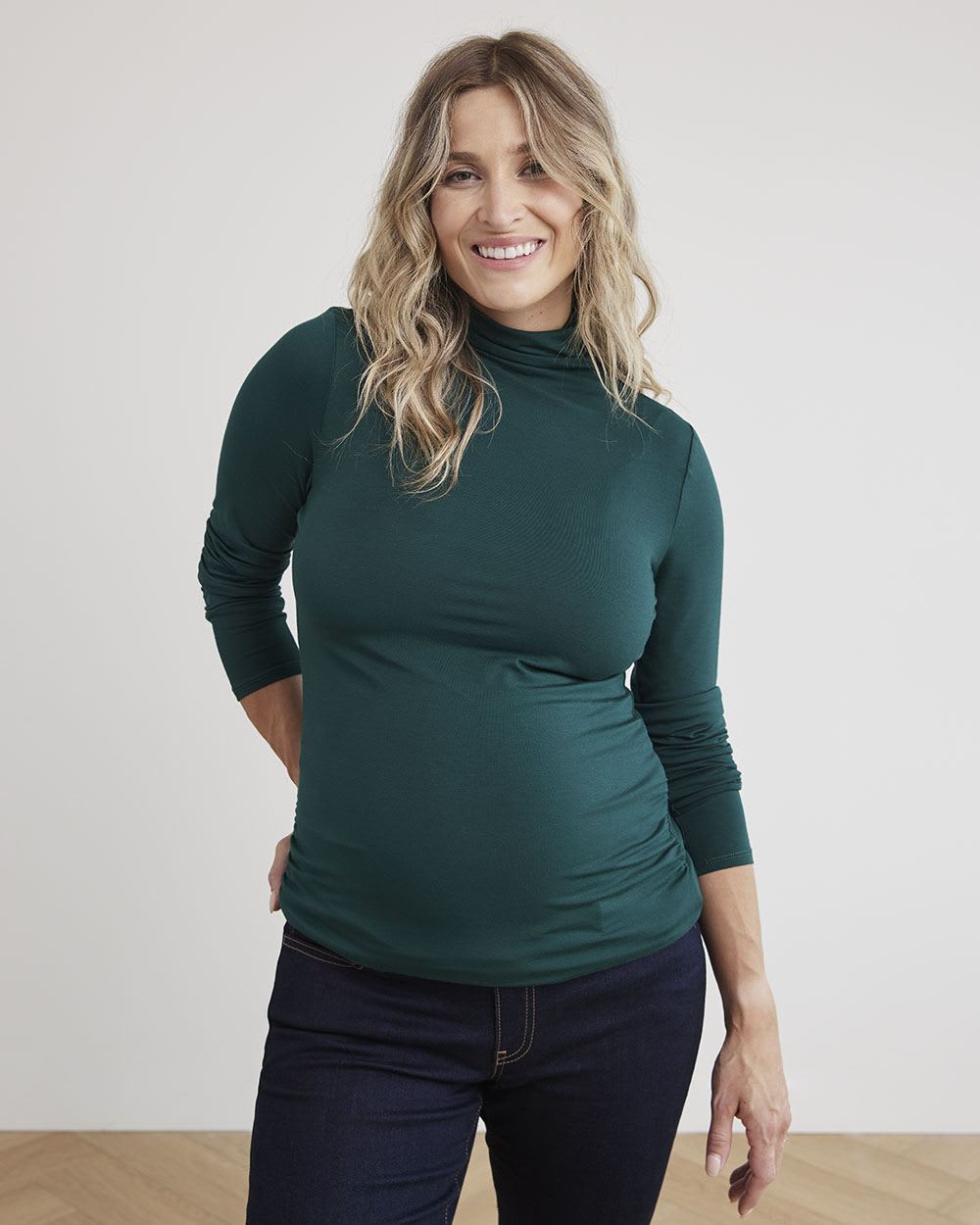 Long Sleeve Mock-Neck T-Shirt - Thyme Maternity