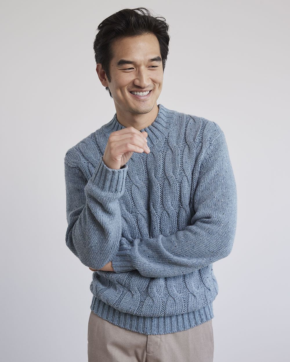 Long-Sleeve Mock-Neck Sweater with Neps