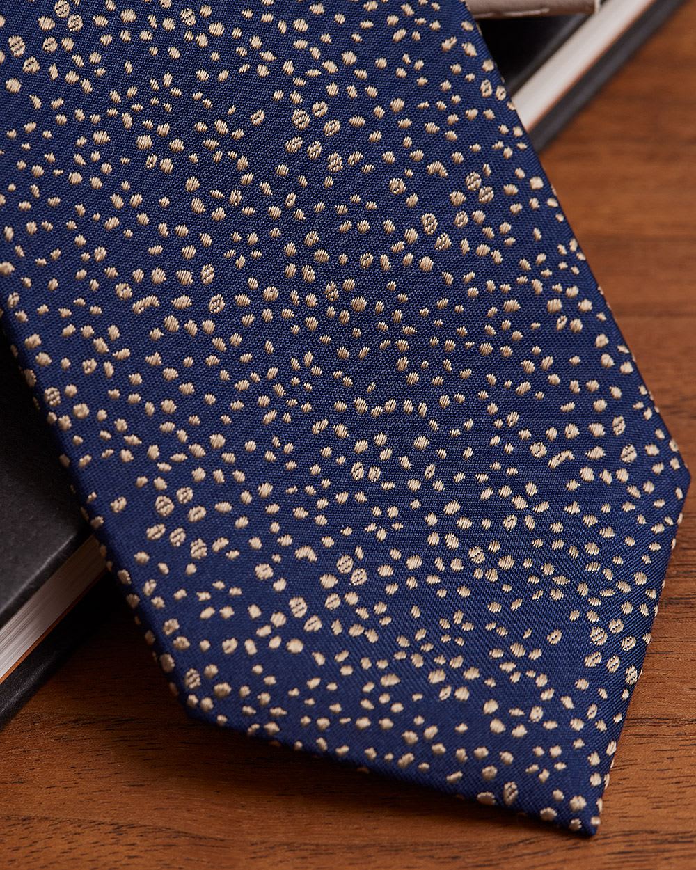 Navy Regular Tie with Tiny Flowers
