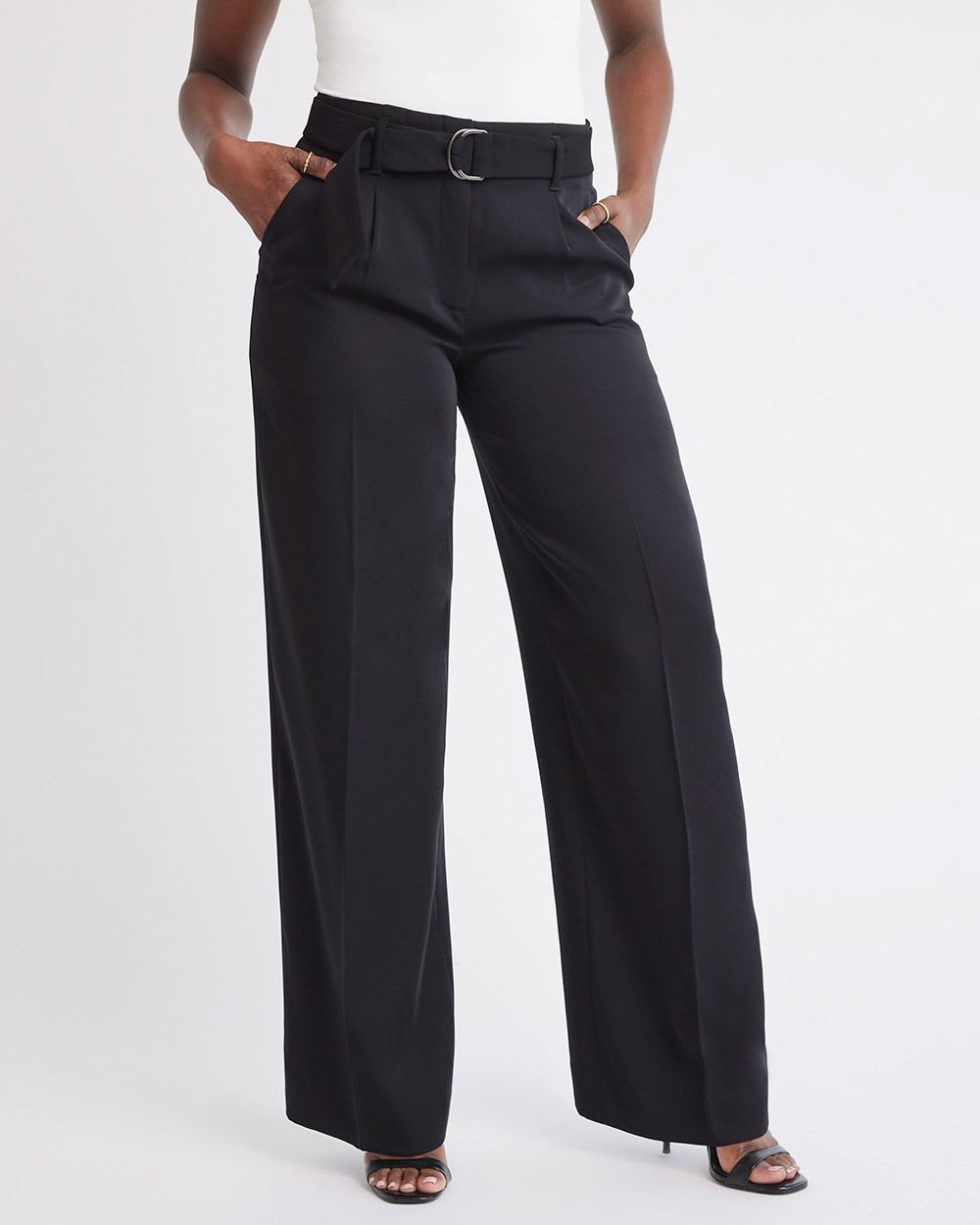 Wide-Leg High-Rise Satin Pant