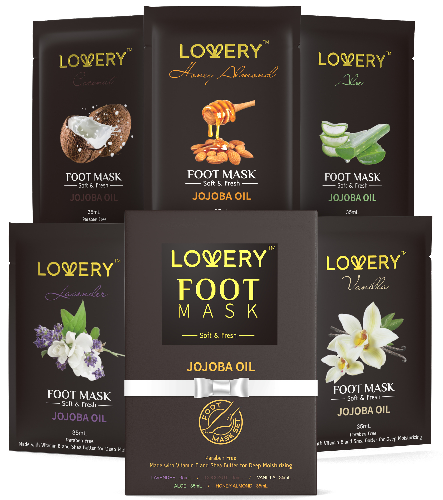 Lovery Deep Conditioning Foot Masks With Vitamine E, Shea Butter & Jojoba Oil - 5pk