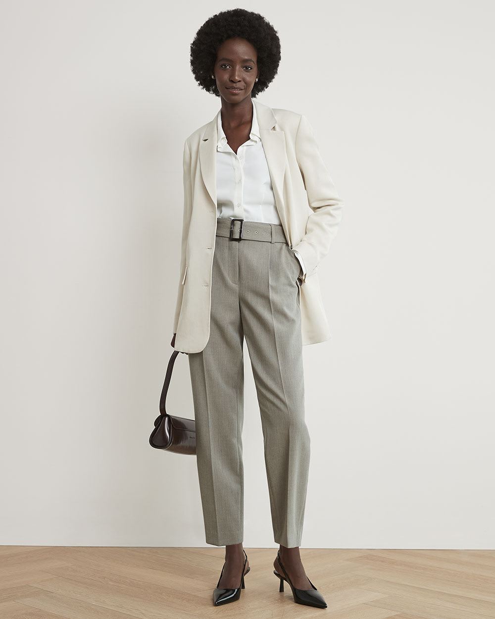 Three-Button Oversized Tencel Blazer