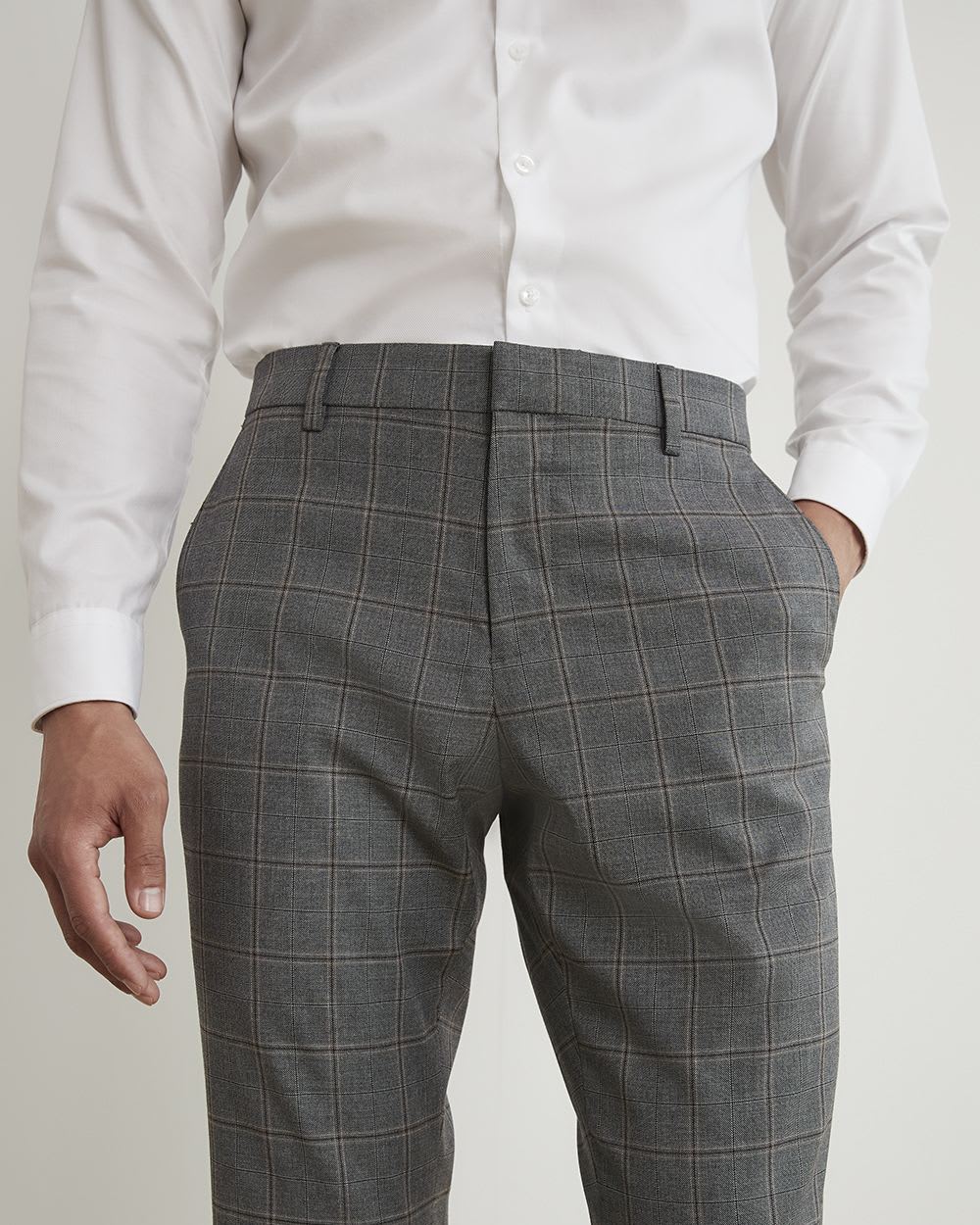 Tailored-Fit Windowpane Grey City Pant