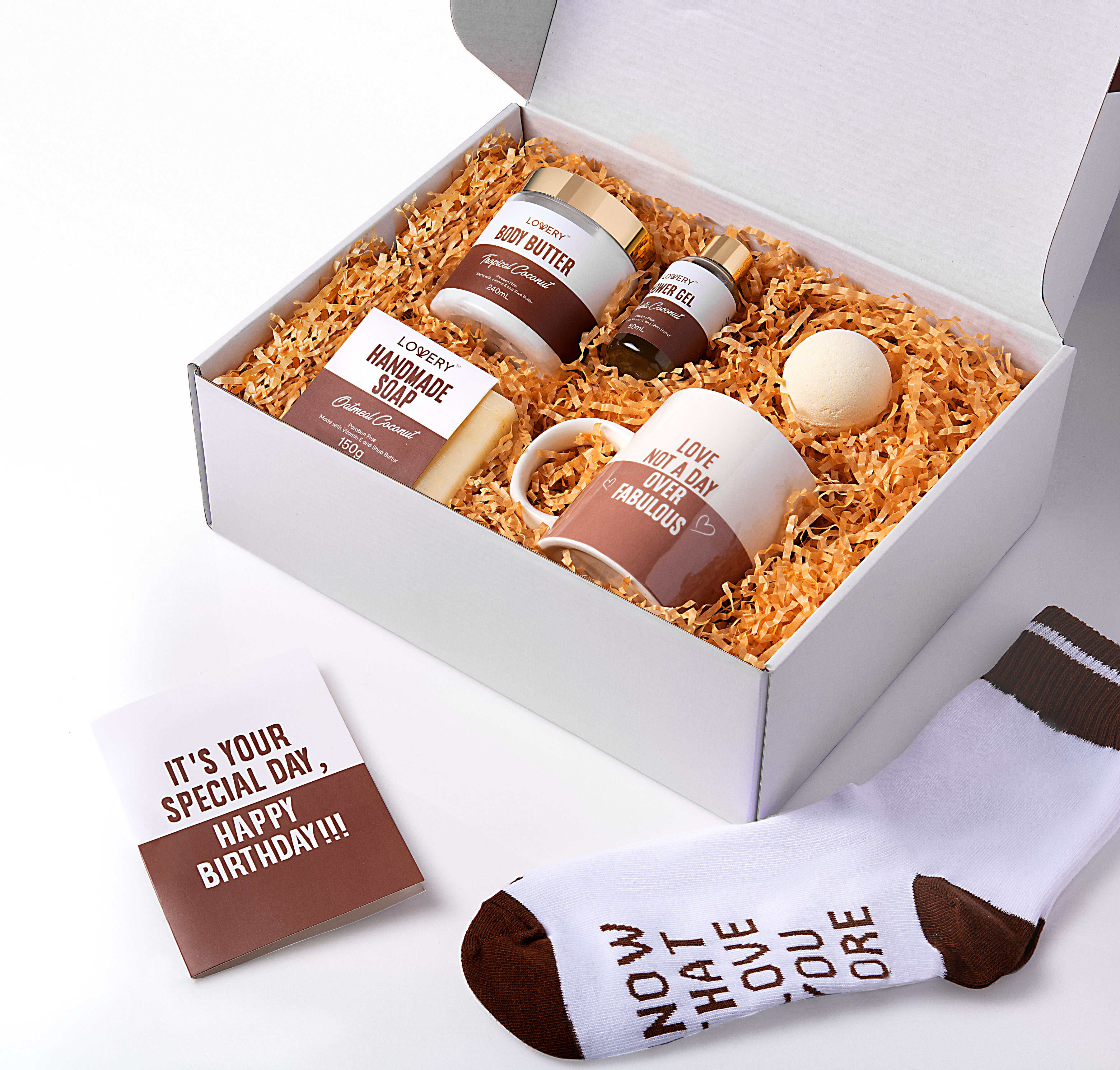 Lovery Happy Birthday Gift Box - Personalized Gifts - Relaxing Wine Tumbler And Spa Kit