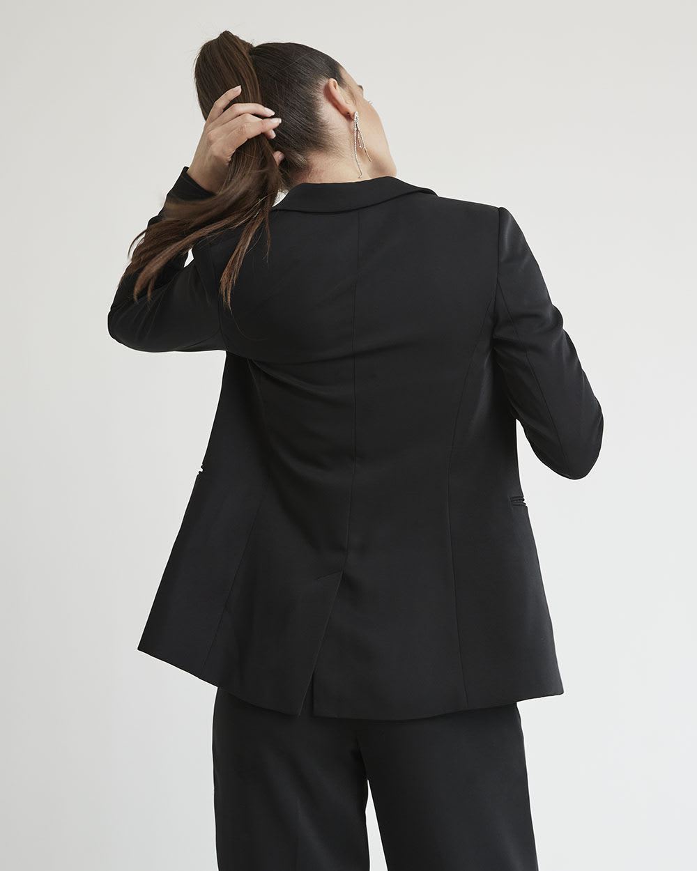 Black Fitted Satin Blazer