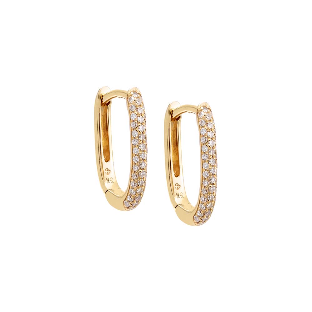 By Adina Eden -DIAMOND PAVE OVAL HUGGIE EARRING 14K - 14K GOLD