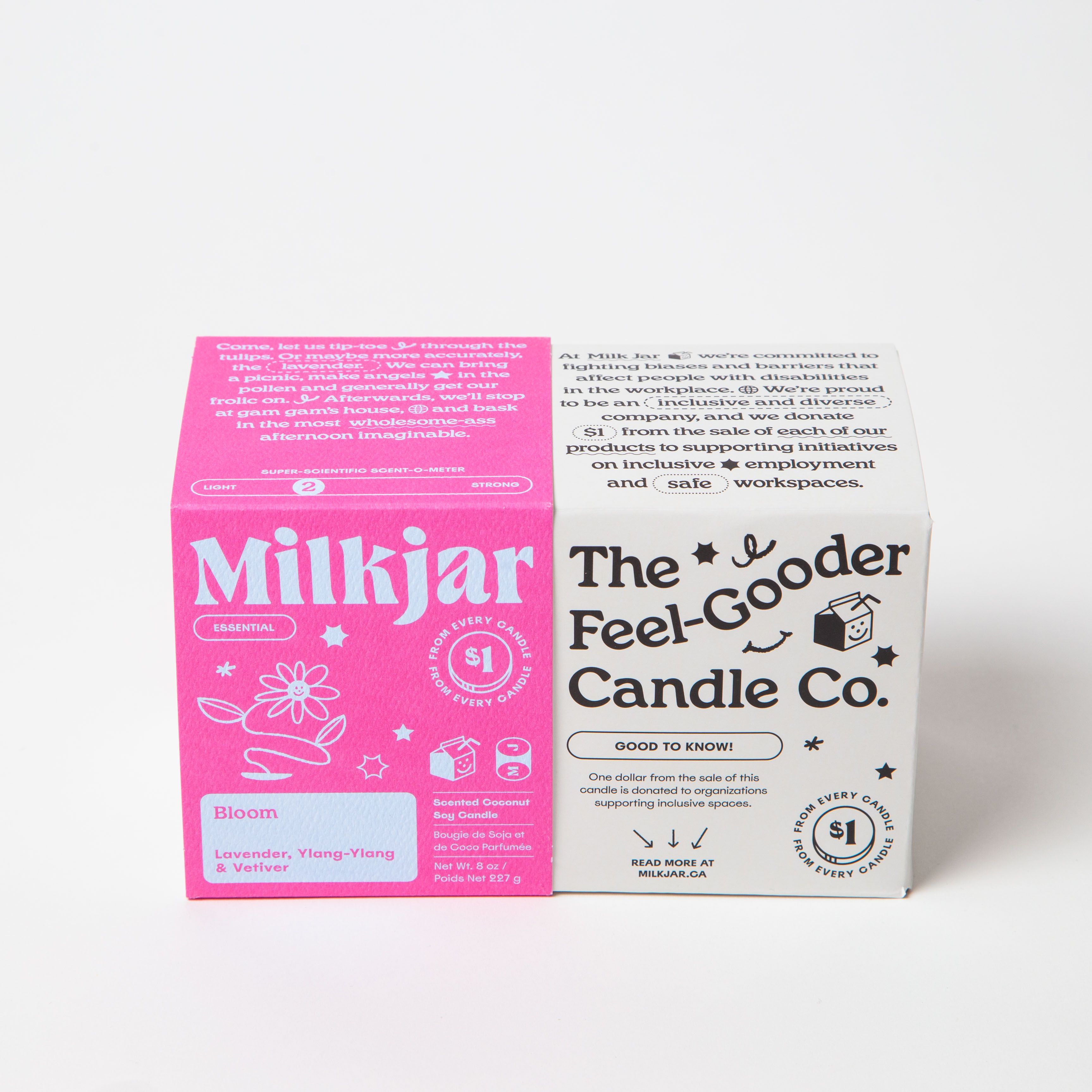Milk jar Bloom Essential Oil Candle | Lavender, Ylang-Ylang & Vetiver 8oz